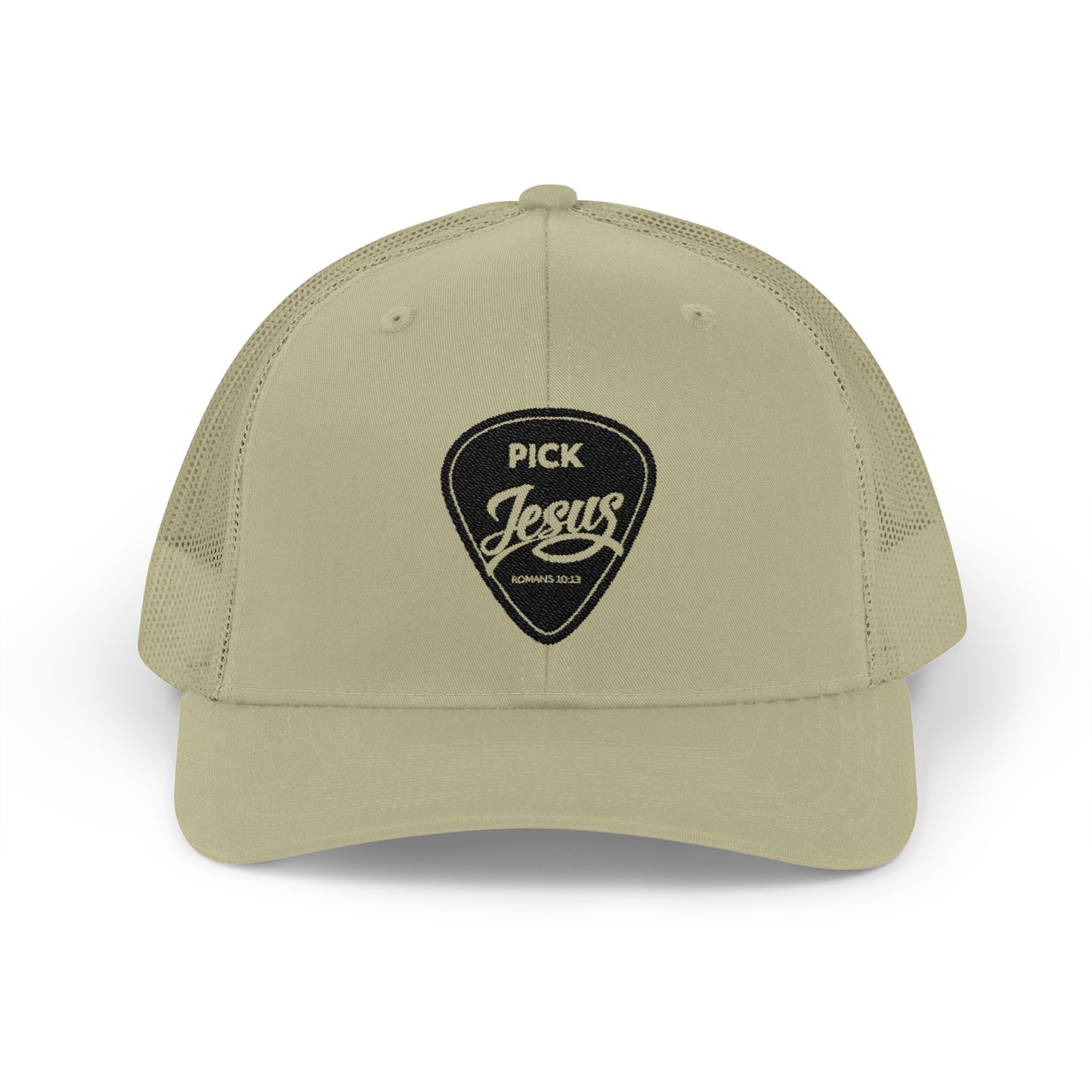 Pick Jesus Guitar Pick Trucker Cap Christian Guitar Pick Design (Romans 10:13)