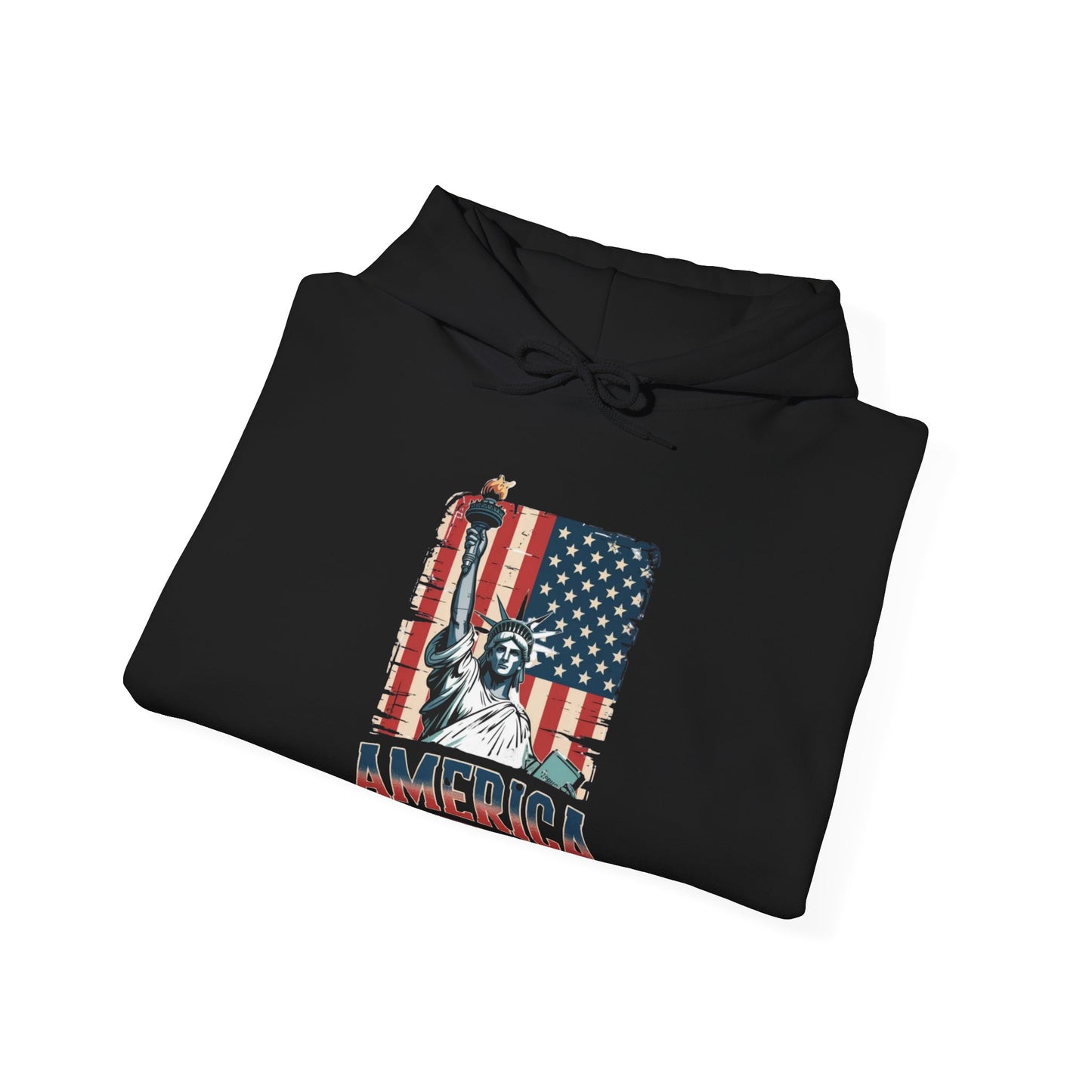 #250 Statue of Liberty American Flag 'America' Patriotic Independence Day Hoodie