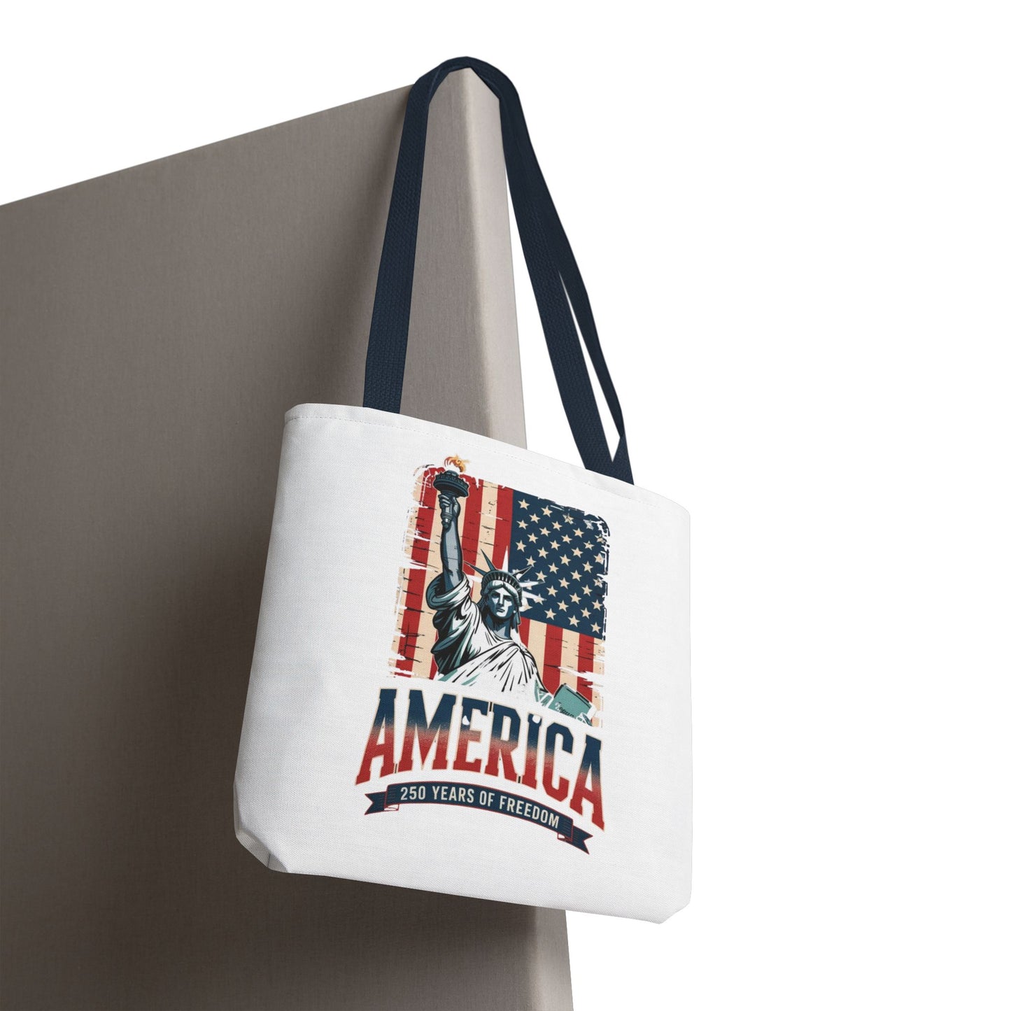 #250 Statue of Liberty American Flag 'America' Patriotic Independence Day Tote Bag