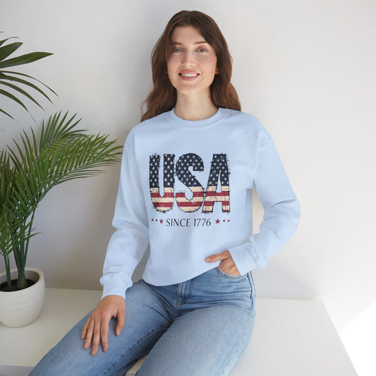 #250 USA Flag "USA Since 1776" Patriotic Crewneck Sweatshirt