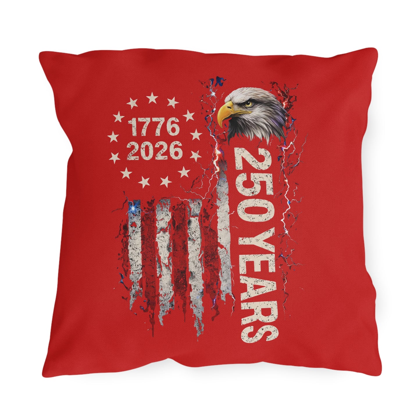 #250 1776-2026 250 Years USA Bicentennial Eagle Outdoor Throw Pillow