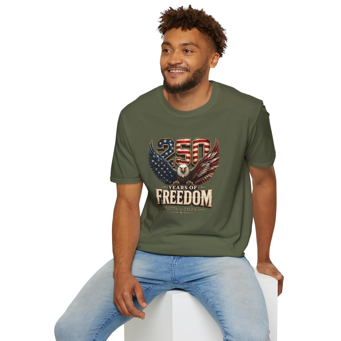 #250 250 Years of Freedom Eagle Patriotic American Flag Anniversary (1776–2026) T-Shirt