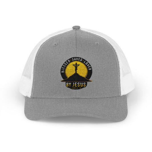 Blessed • Saved • Loved by Jesus Christian Trucker Cap - Embroidered Snapback