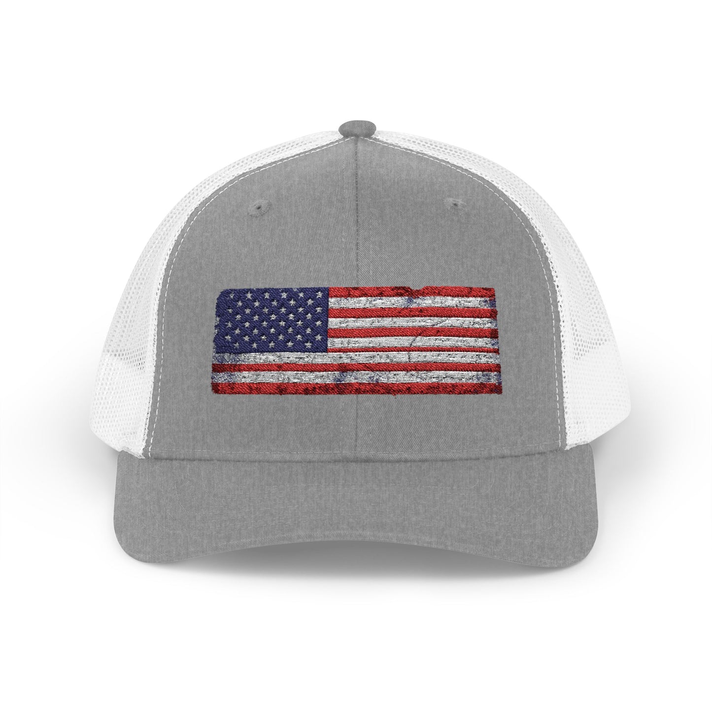 #250 Distressed American Flag Snapback Trucker Cap