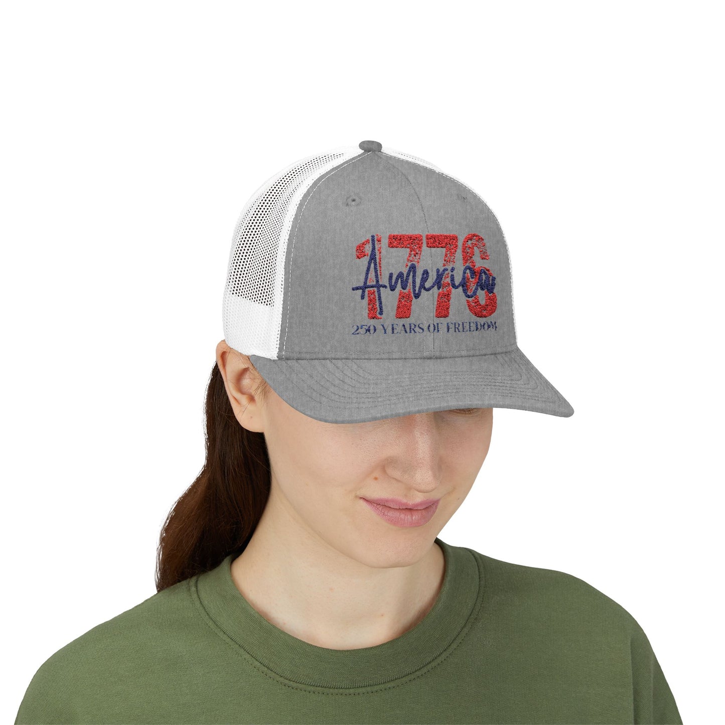 #250 1776 America: 250 Years of Freedom' Patriotic Independence Day Snapback Trucker Cap