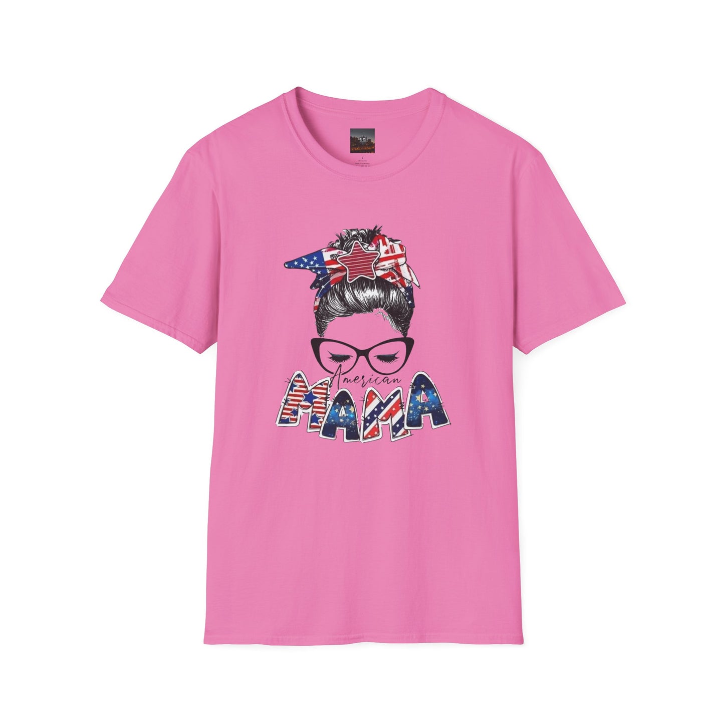 Mama USA Flag Messy Bun T-Shirt