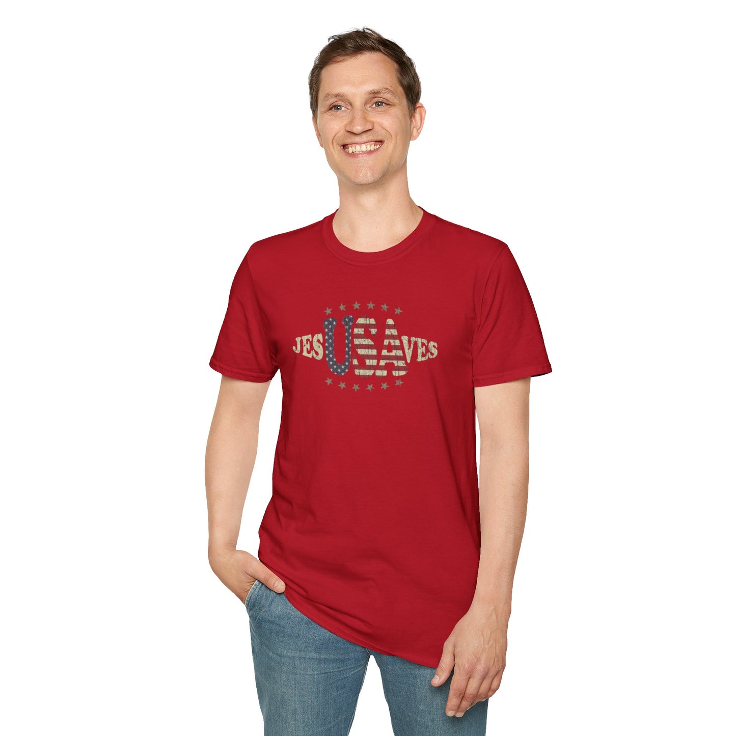 JesUSAves Patriotic T-Shirt — American Flag Christian Faith Tee