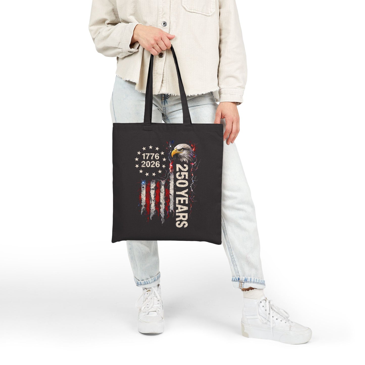 #250 1776-2026 250 Years USA Bicentennial Eagle Canvas Tote