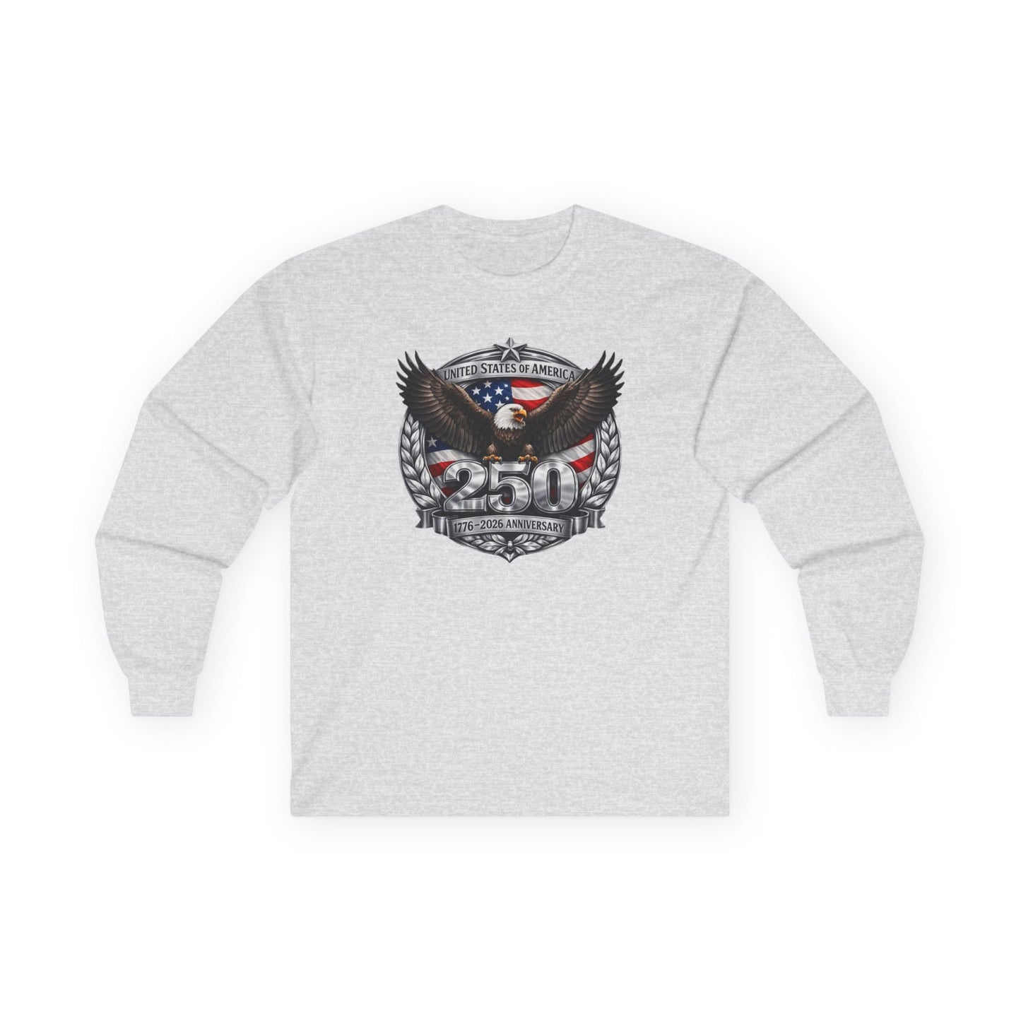 #250 Patriotic Bald Eagle 250 United States Emblem Long Sleeve Tee