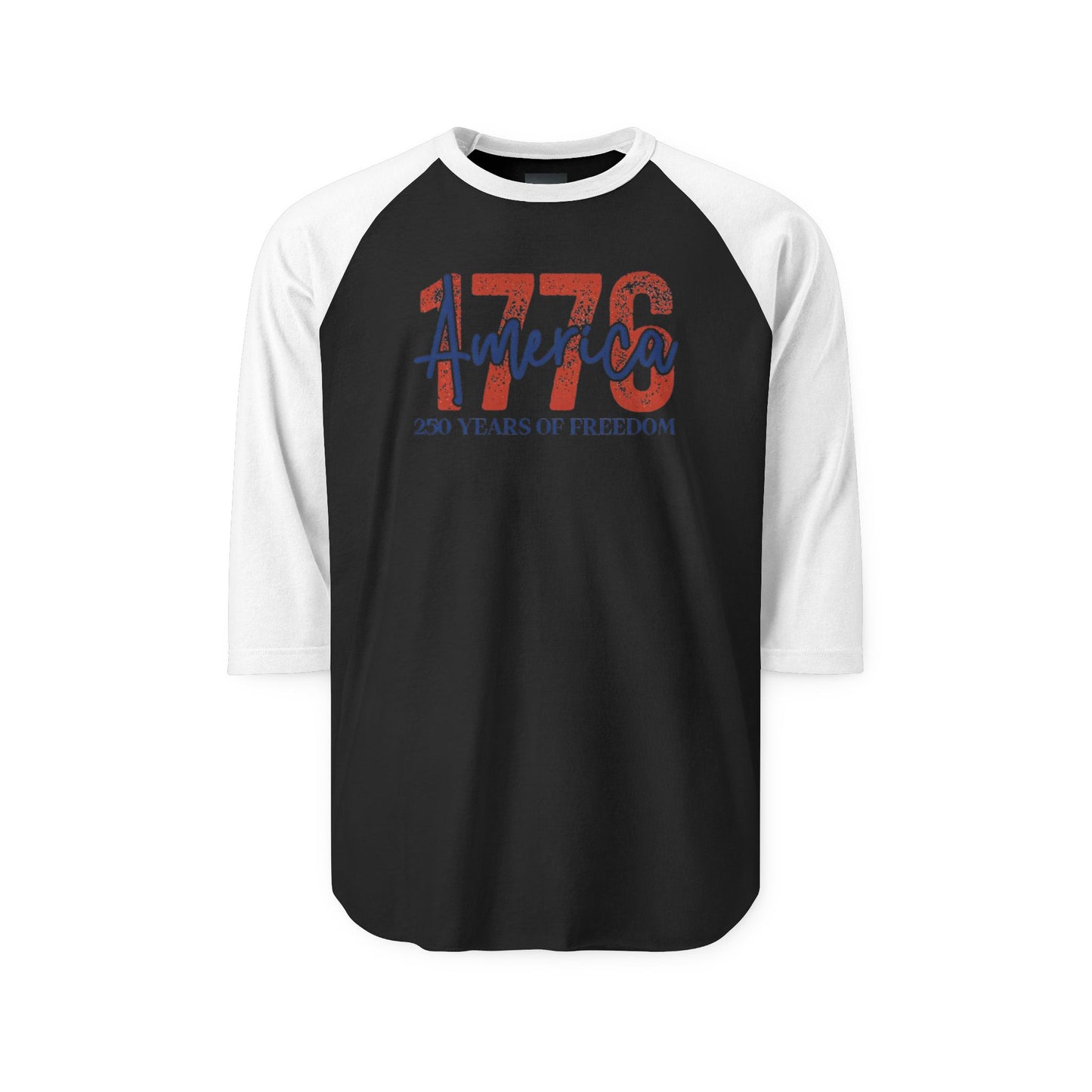 #250 1776 America: 250 Years of Freedom' Patriotic Independence Day Raglan Shirt Baseball Tee