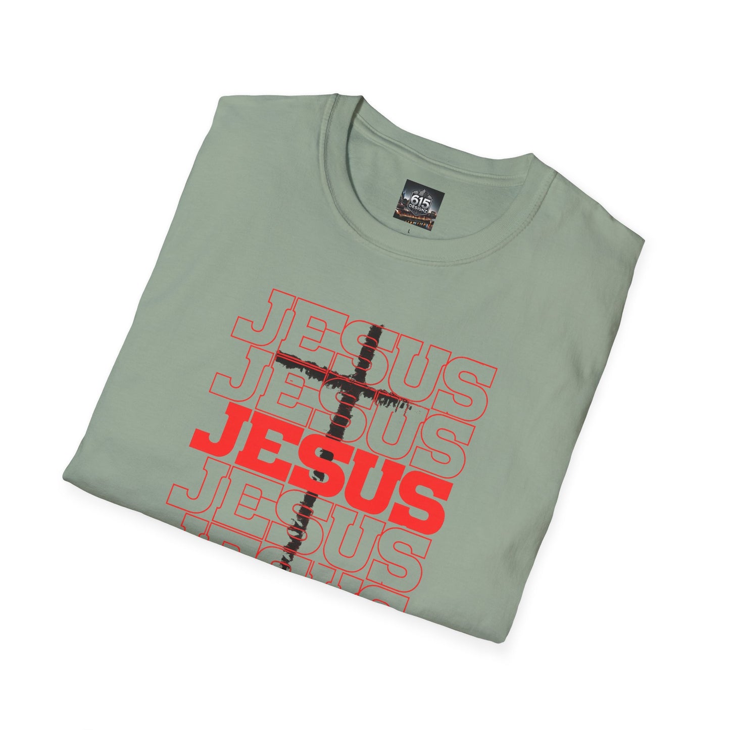 Jesus Cross Red Text Black Cross Graphic T-Shirt — Religious Faith Tee