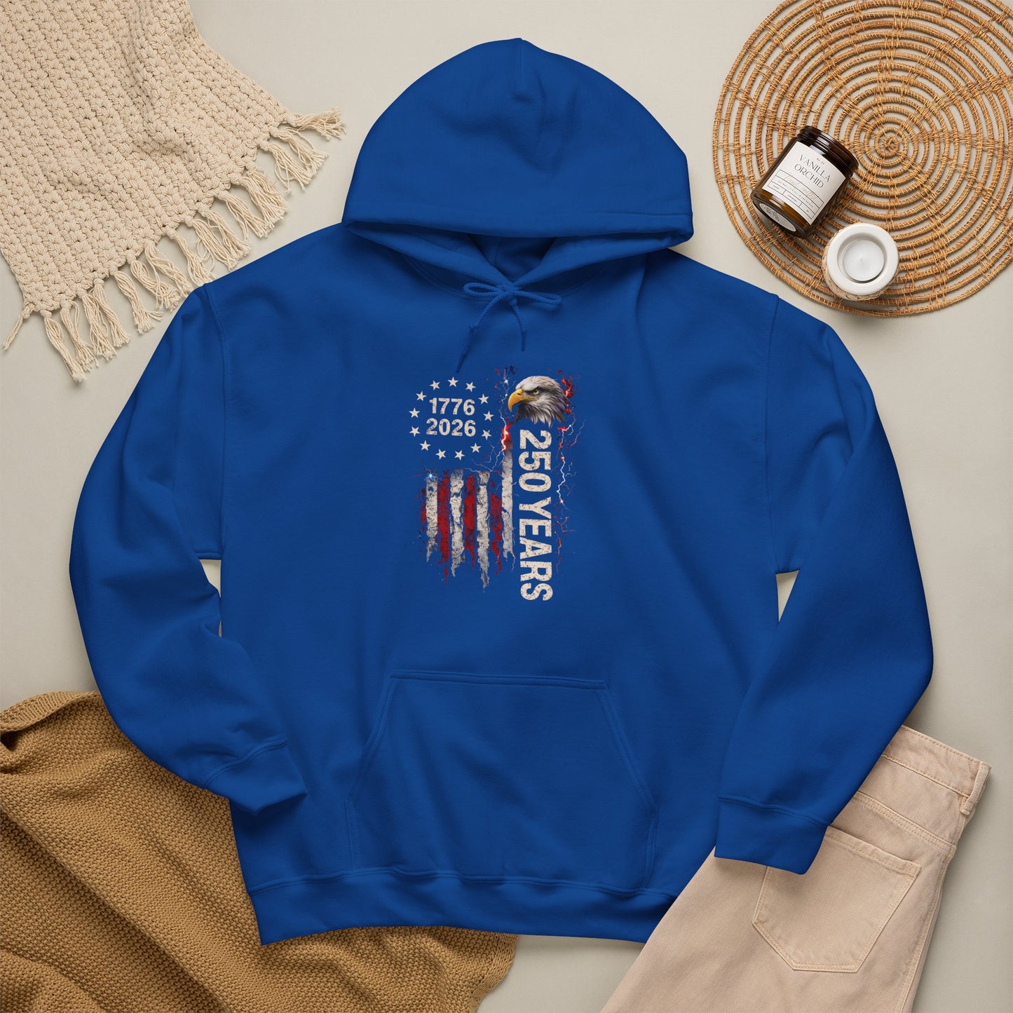 #250 1776-2026 250 Years USA Bicentennial Eagle Hoodie