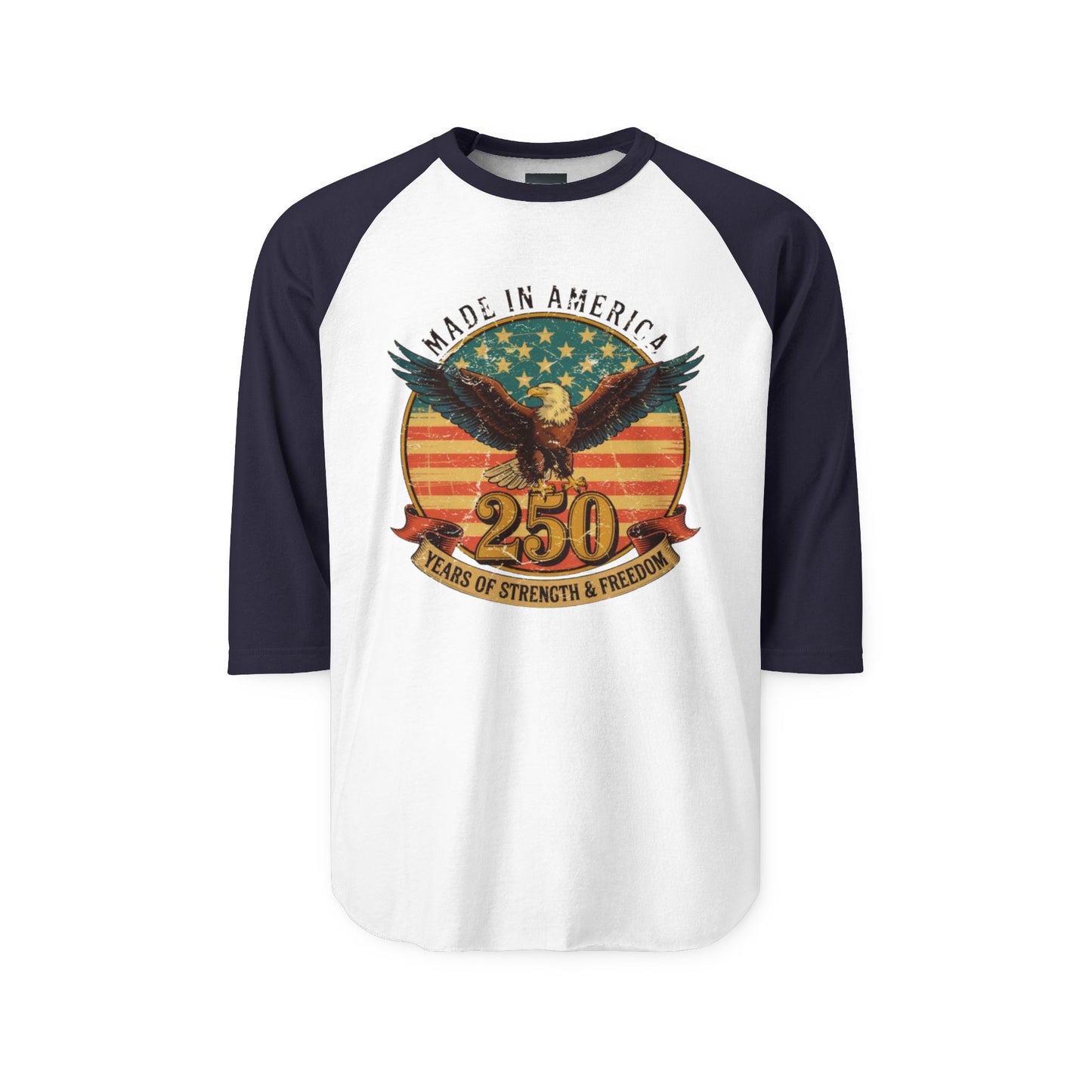 #250 Made in America Eagle 250th Anniversary Patriotic Raglan Shirt Baseball Tee