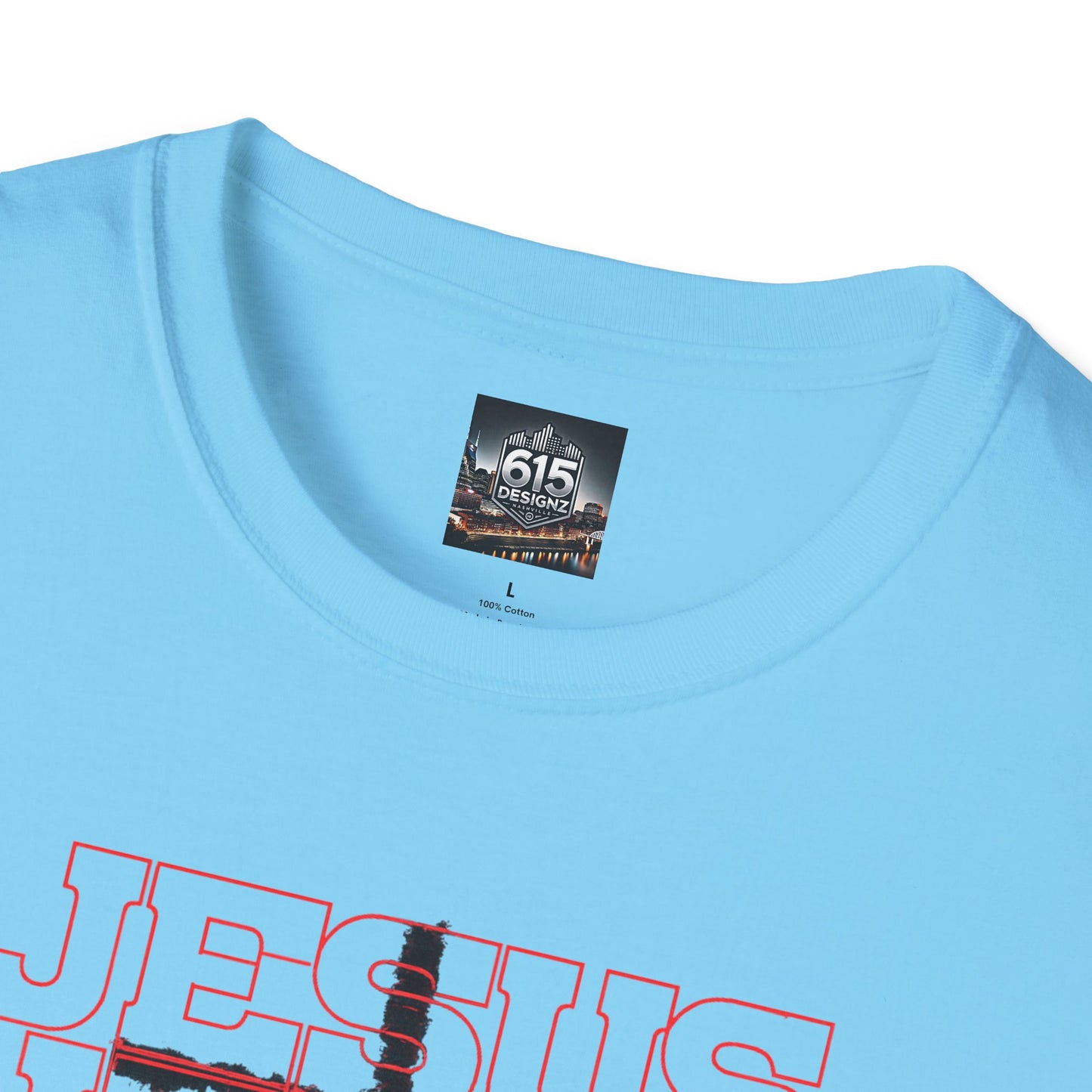 Jesus Cross Red Text Black Cross Graphic T-Shirt — Religious Faith Tee
