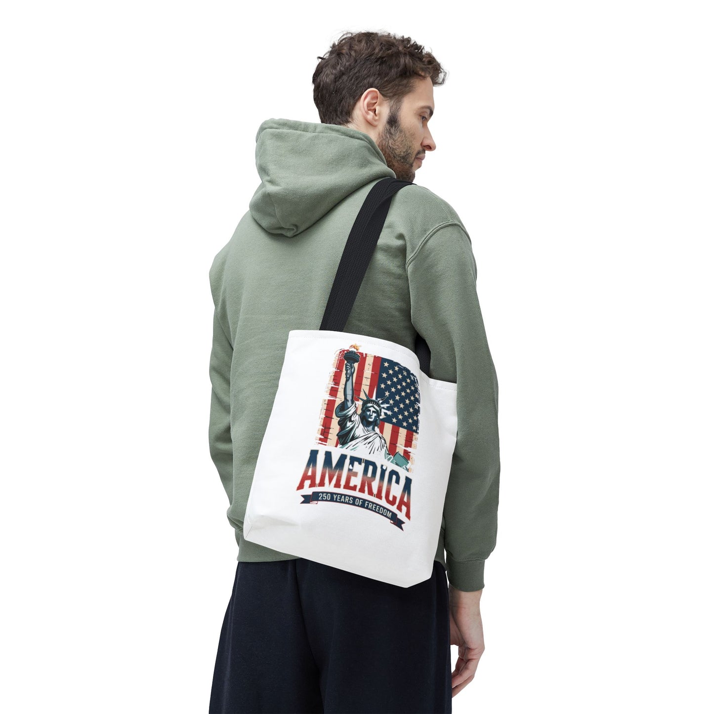 #250 Statue of Liberty American Flag 'America' Patriotic Independence Day Tote Bag