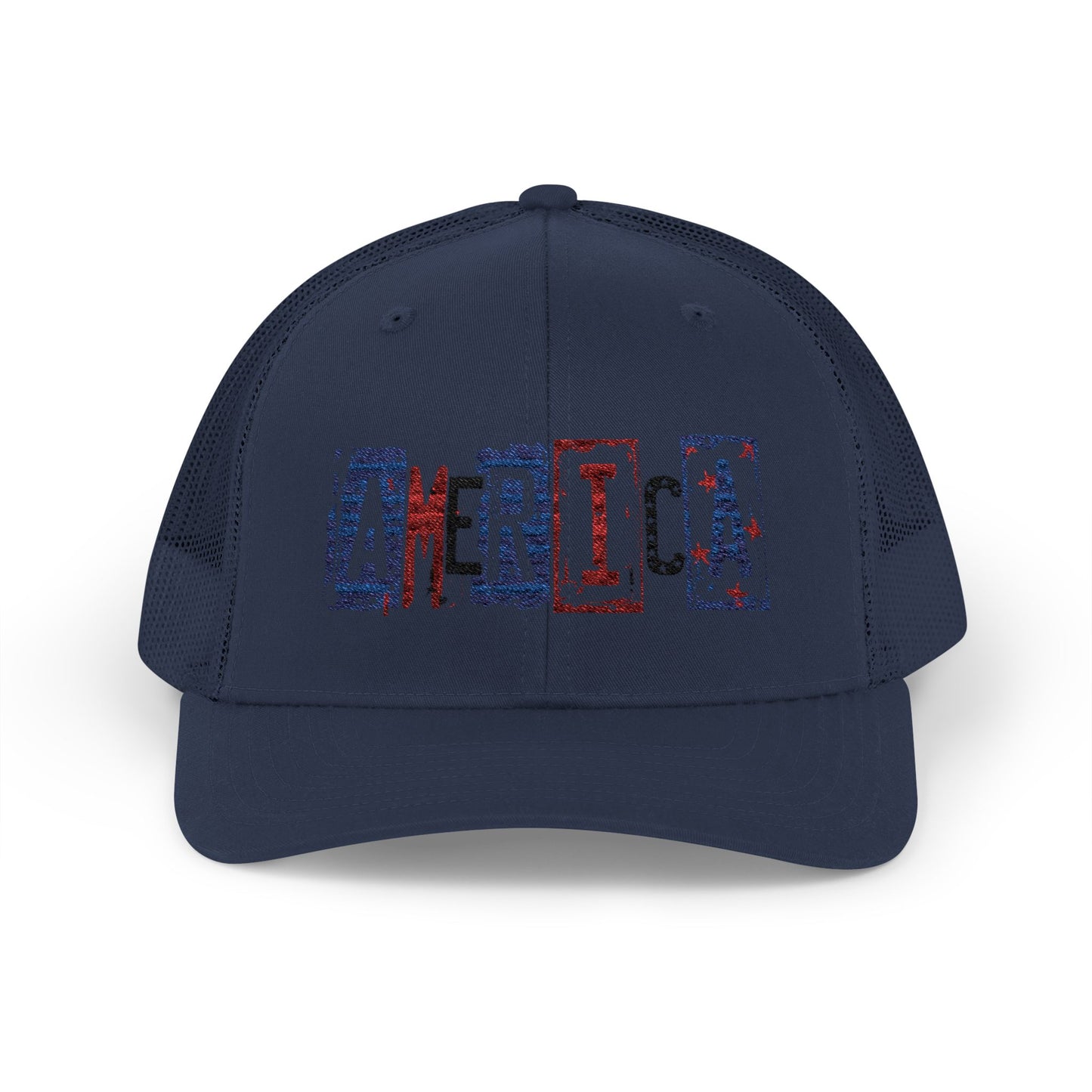 #250 America Retro Block Text Patriotic Snapback Trucker Cap