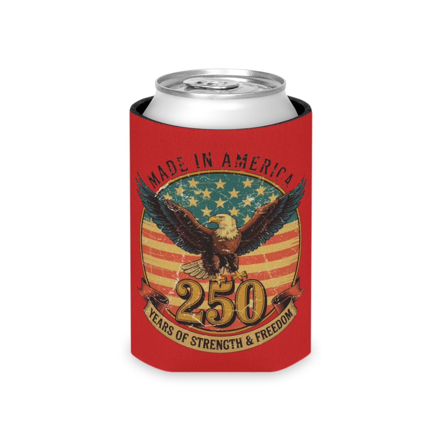 #250 Made in America Eagle 250th Anniversary Patriotic Can Cooler - Beverage Koozie