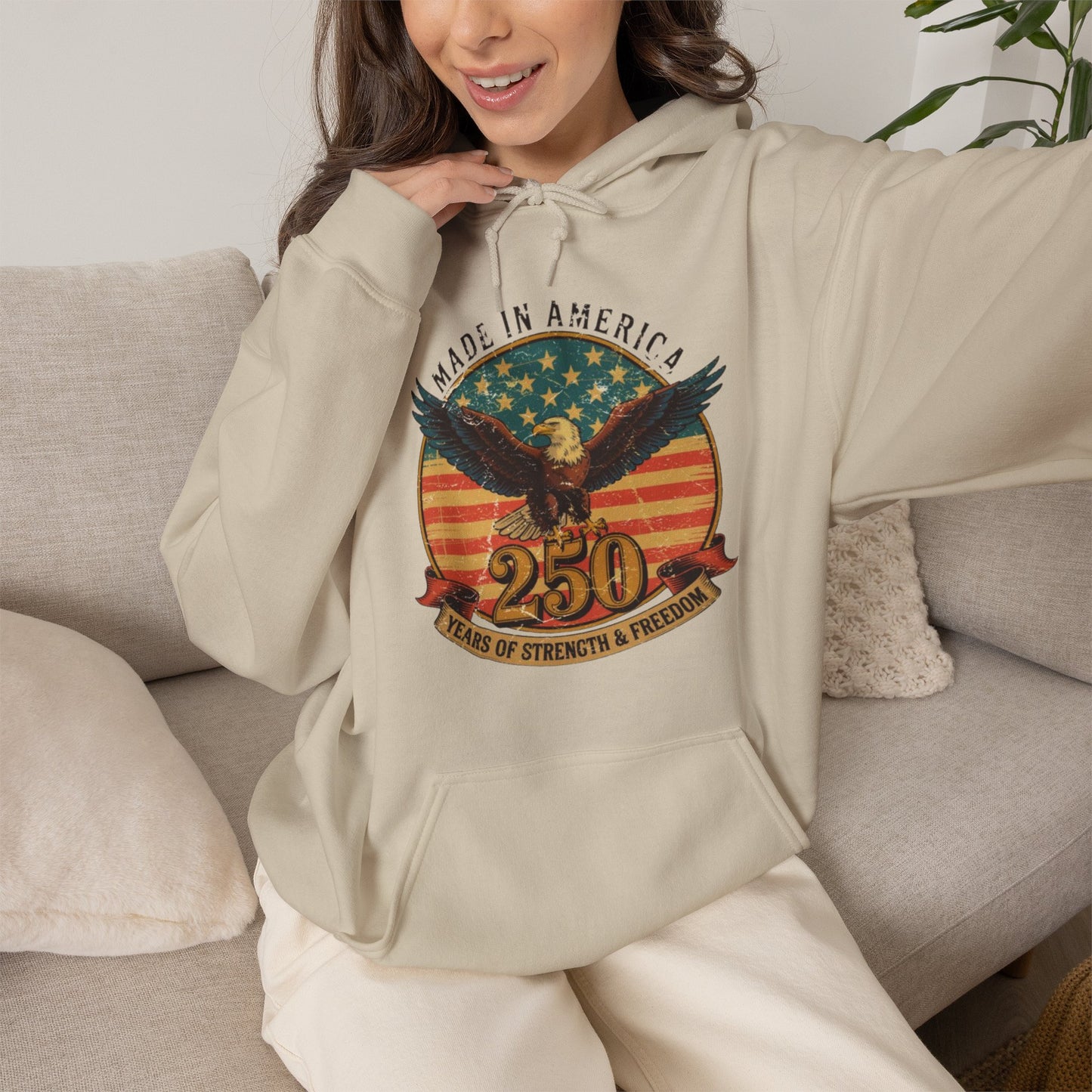 #250 Made in America Eagle 250th Anniversary Patriotic Hoodie