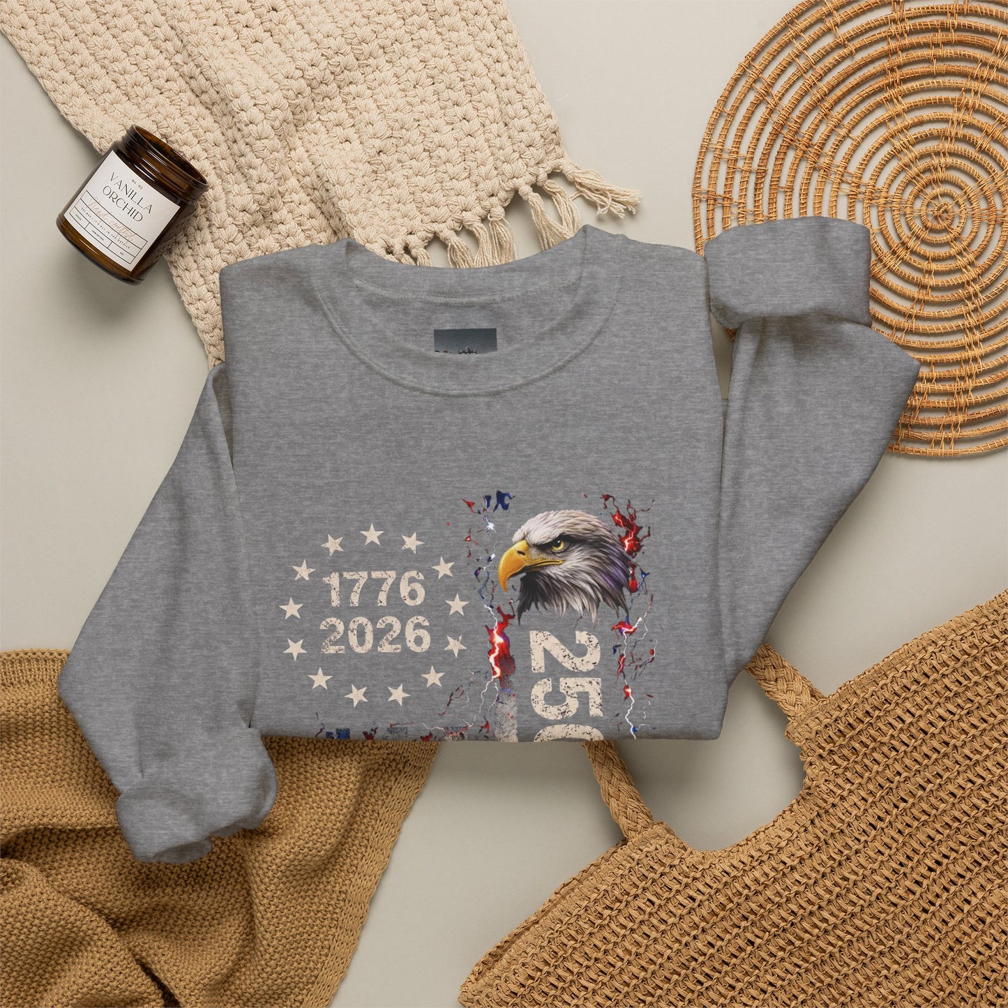 #250 1776-2026 250 Years USA Bicentennial Eagle Crewneck Sweatshirt