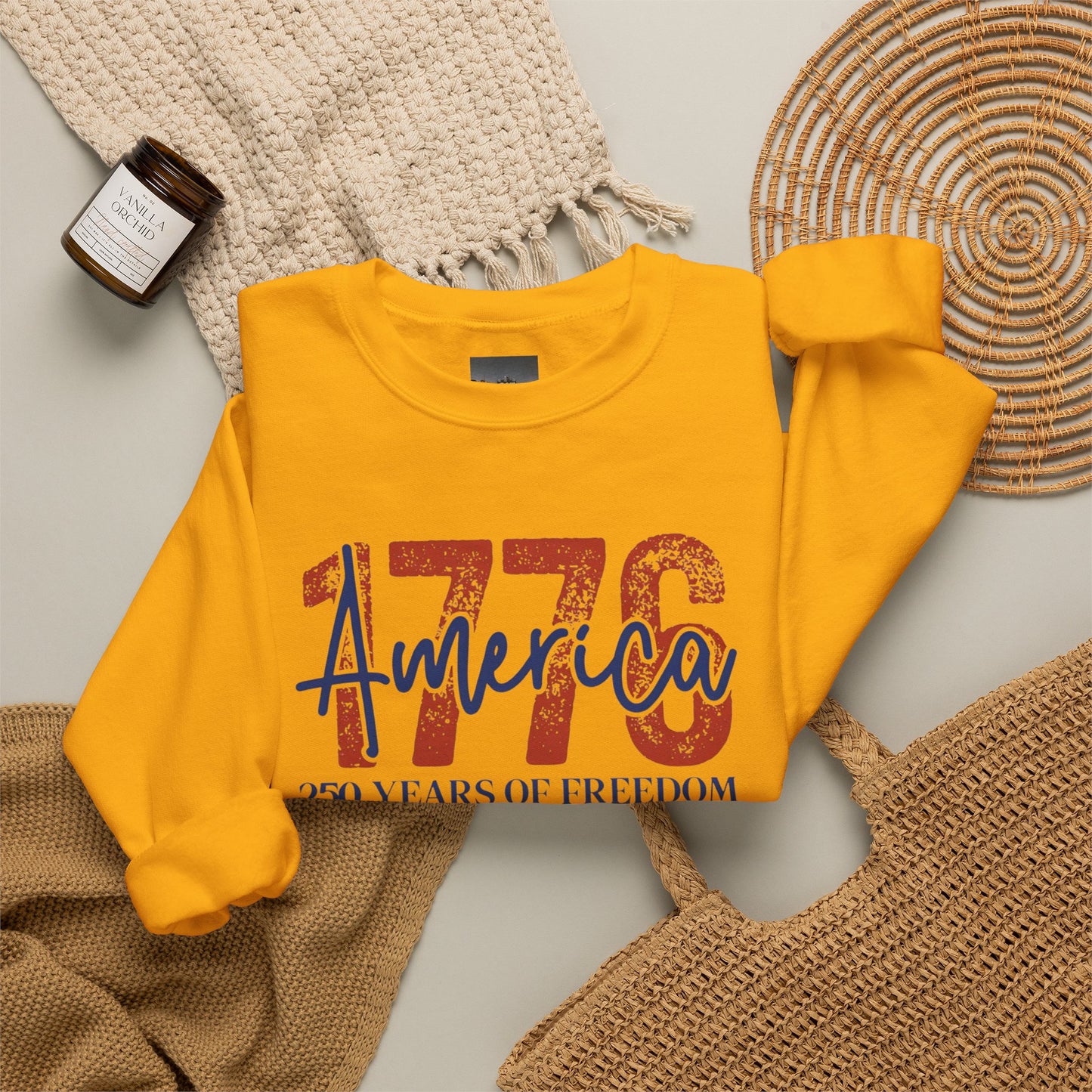 #250 1776 America: 250 Years of Freedom' Patriotic Independence Day Crewneck Sweatshirt