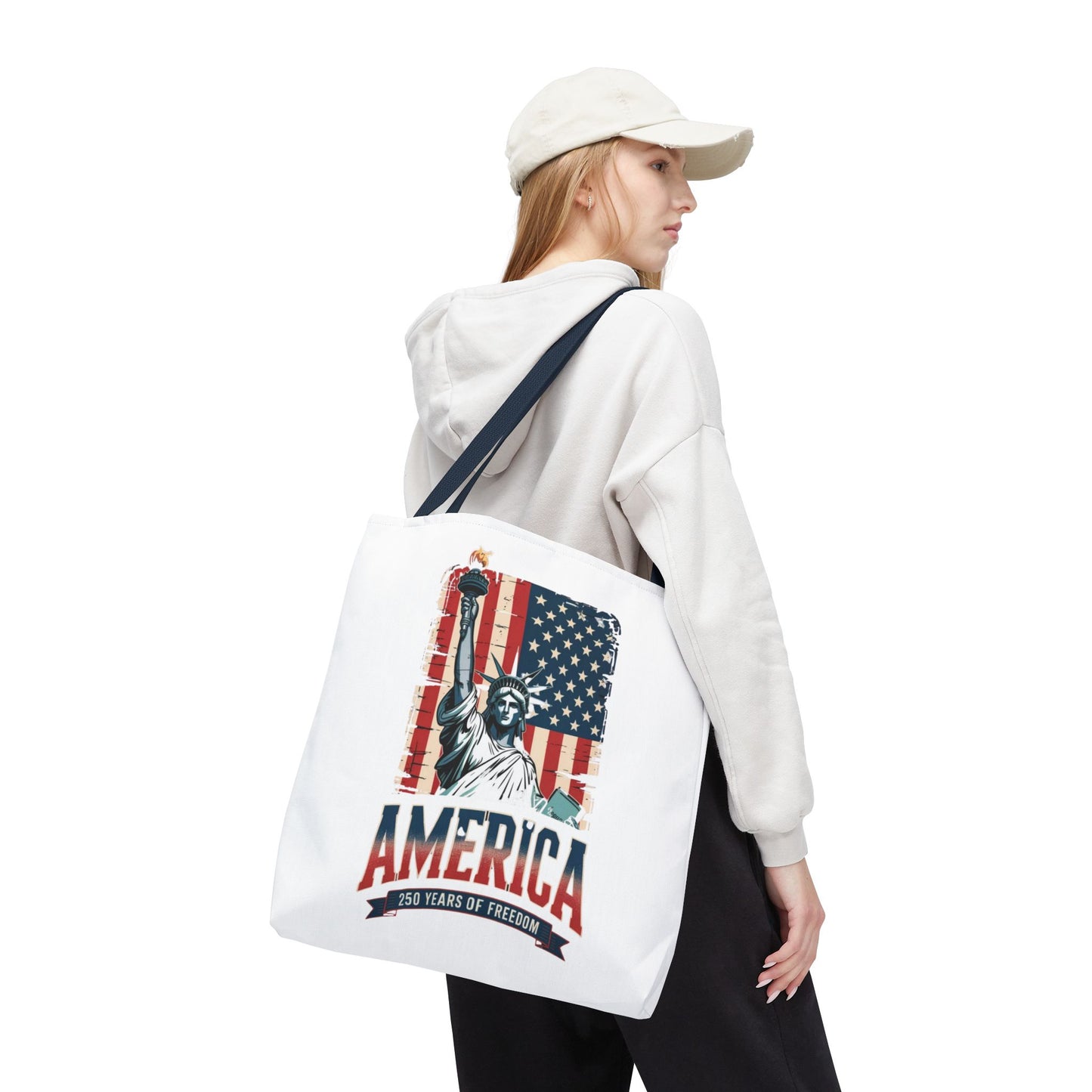 #250 Statue of Liberty American Flag 'America' Patriotic Independence Day Tote Bag