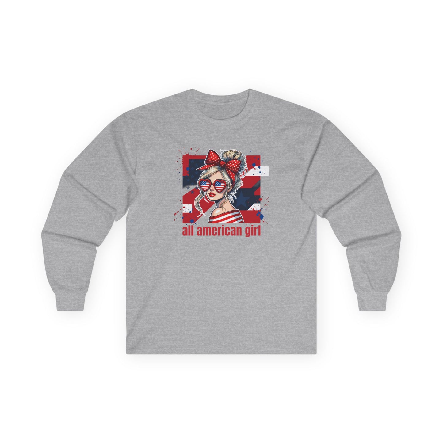 #250 All American Girl Patriotic Long Sleeve Tee