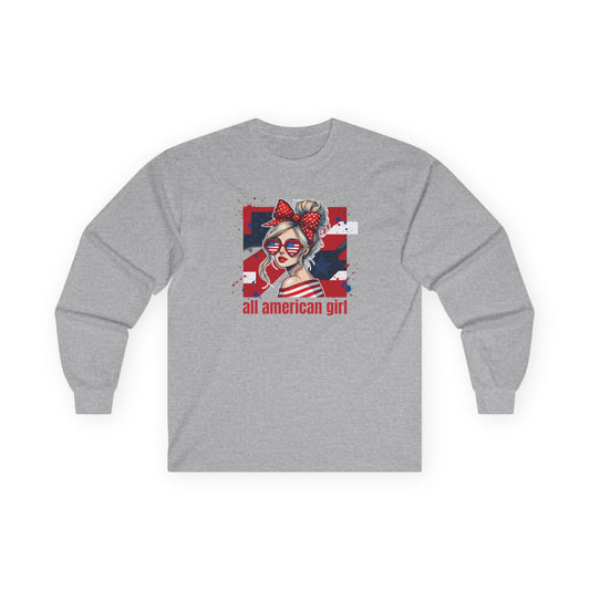 #250 All American Girl Patriotic Long Sleeve Tee