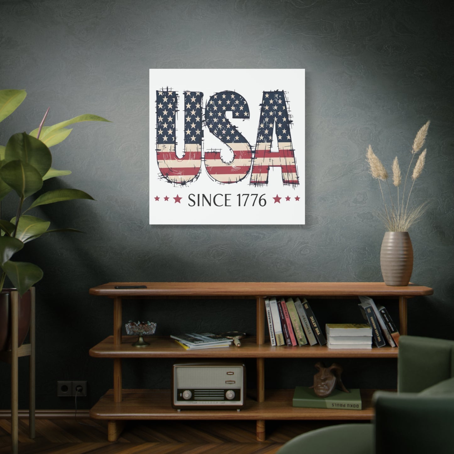 #250 USA Flag "USA Since 1776" Patriotic Matte Canvas Wall Art