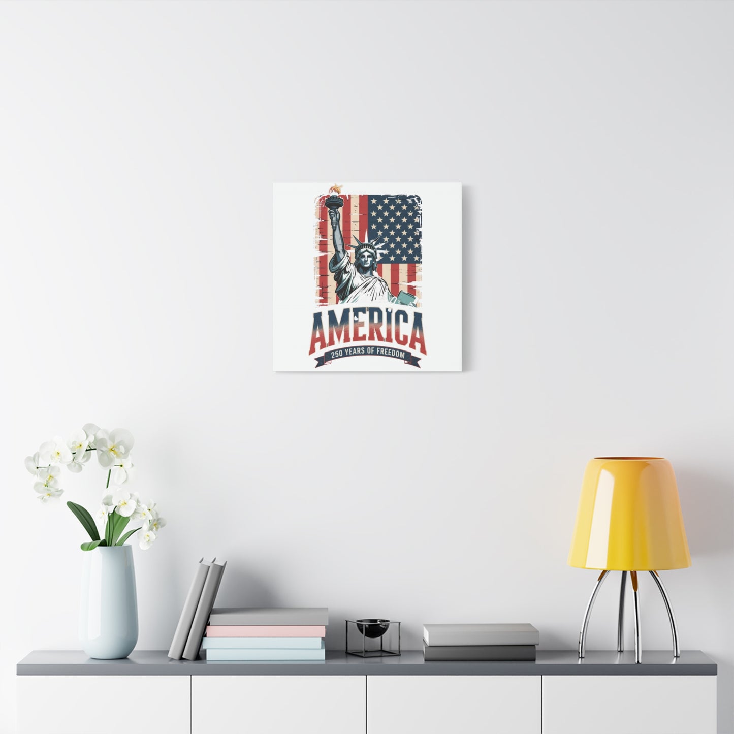 #250 Statue of Liberty American Flag 'America' Patriotic Independence Day Matte Canvas Wall Art