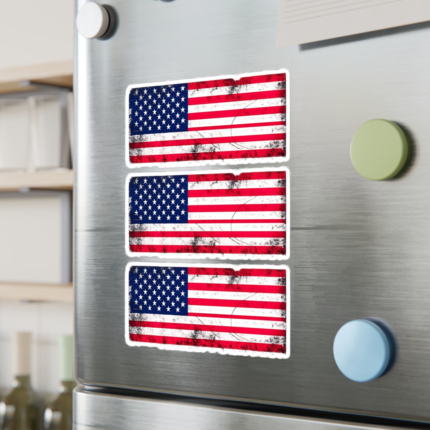 #250 Distressed American Flag Vinyl Decal — Kiss-Cut USA Sticker