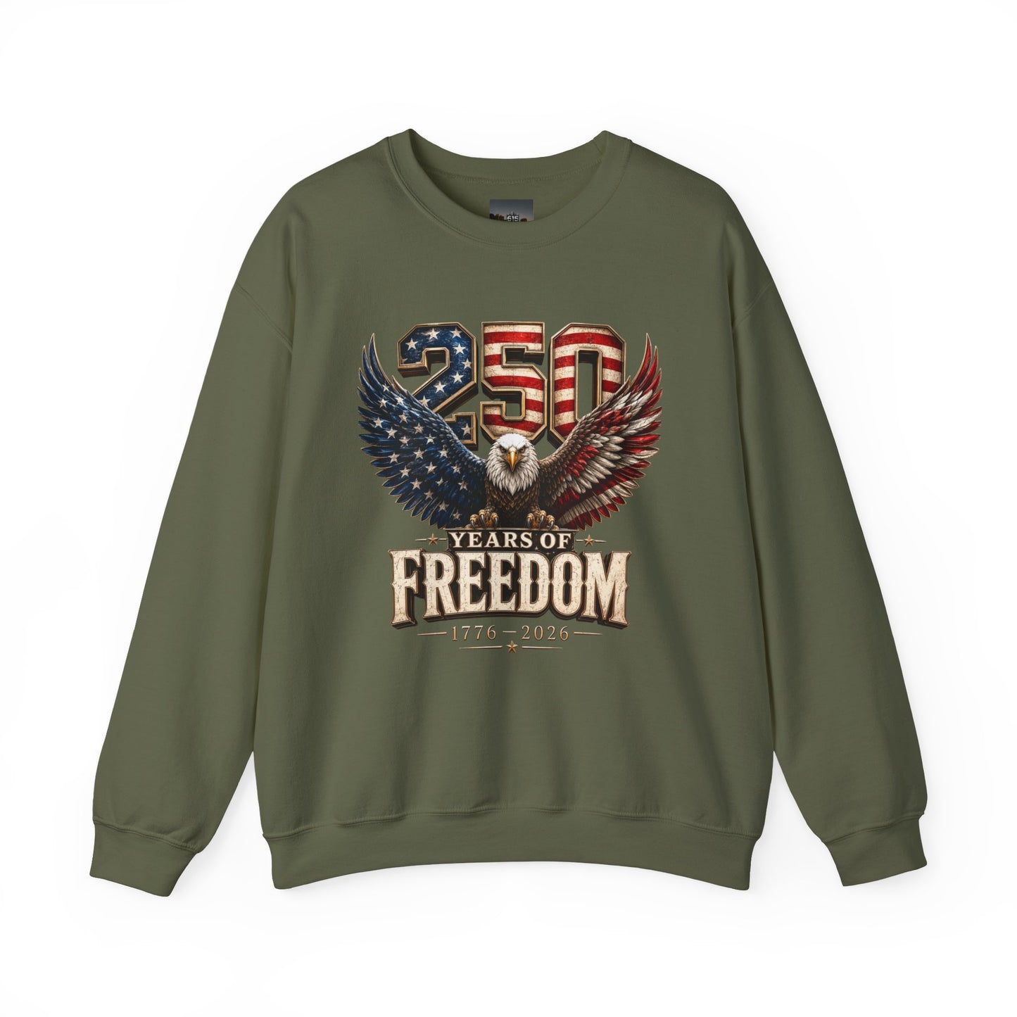 #250 250 Years of Freedom Eagle Patriotic American Flag Anniversary (1776–2026) Crewneck Sweatshirt
