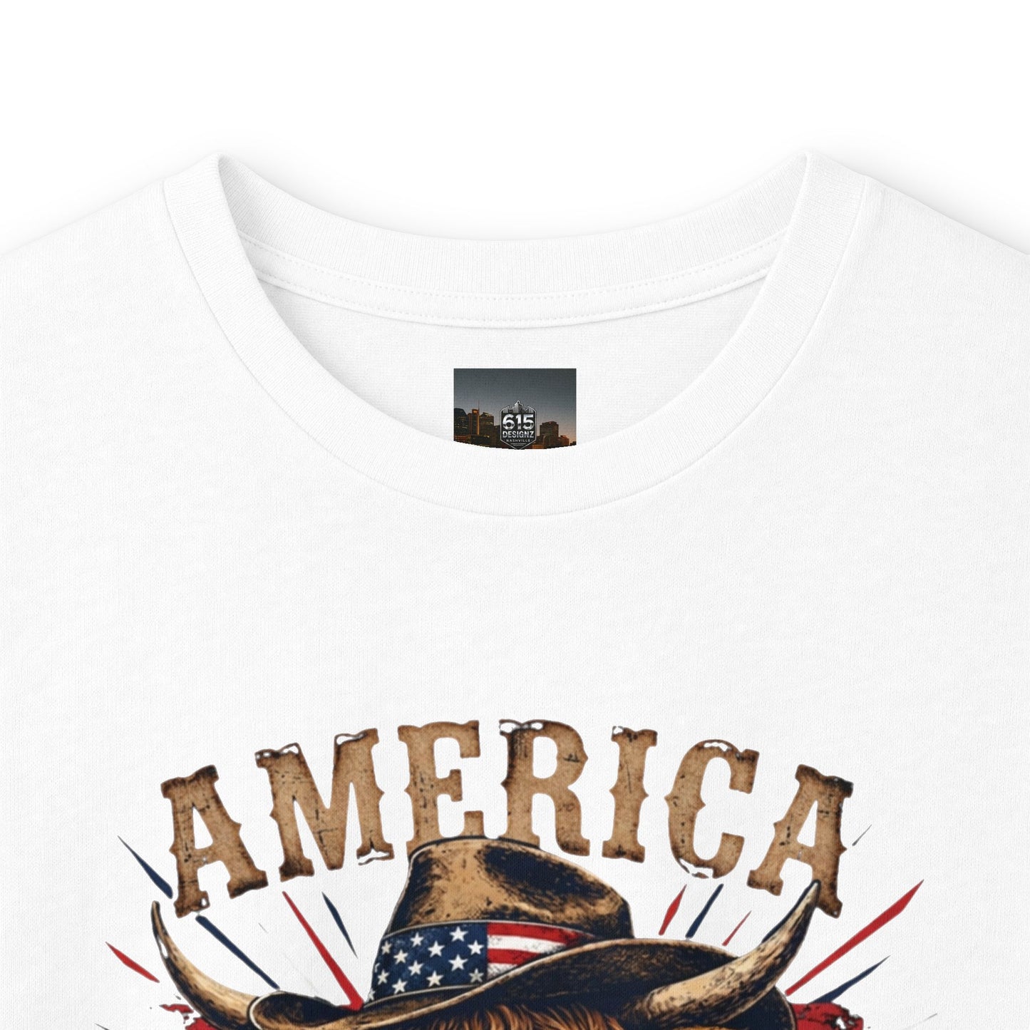 #250 America 250 Strong Patriotic Bull with American Flag Long Sleeve Tee