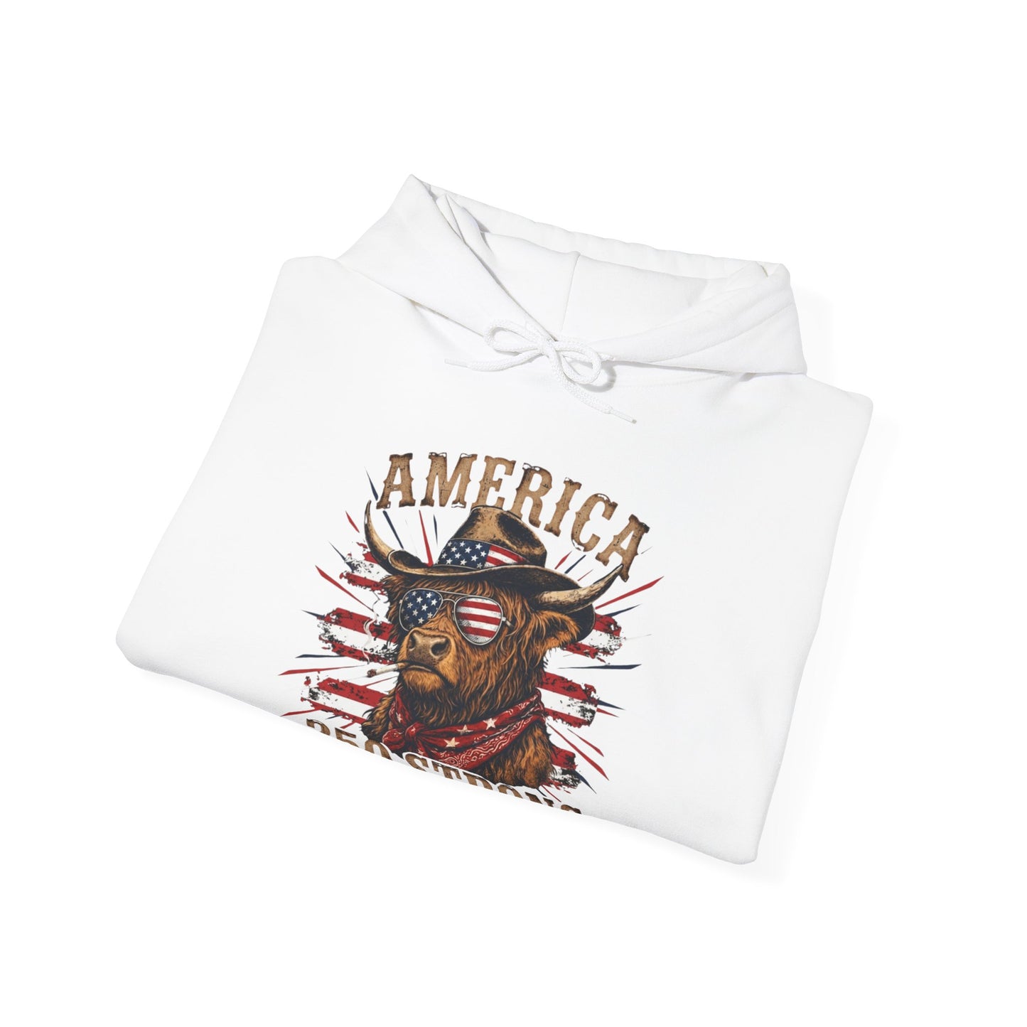 #250 America 250 Strong Patriotic Bull with American Flag Hoodie