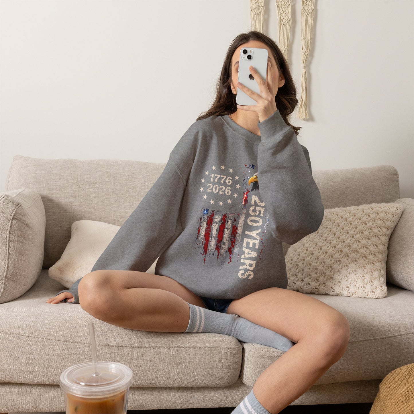 #250 1776-2026 250 Years USA Bicentennial Eagle Crewneck Sweatshirt