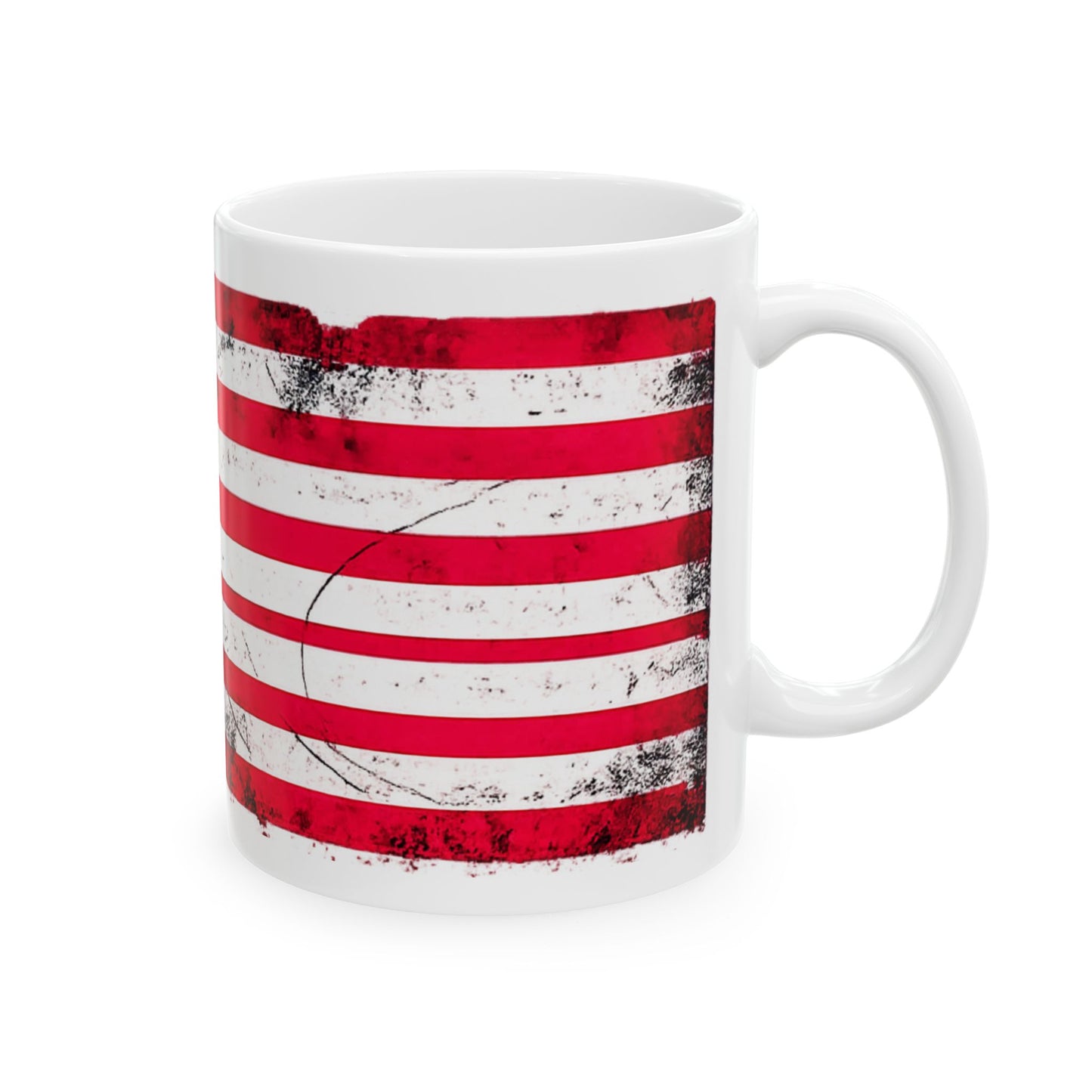 #250 Distressed American Flag Ceramic Mug — Patriotic (11oz, 15oz) Coffee Cup