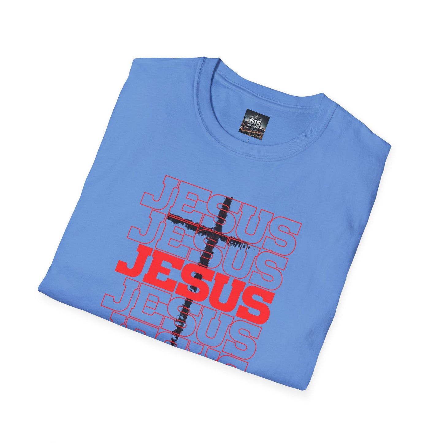 Jesus Cross Red Text Black Cross Graphic T-Shirt — Religious Faith Tee