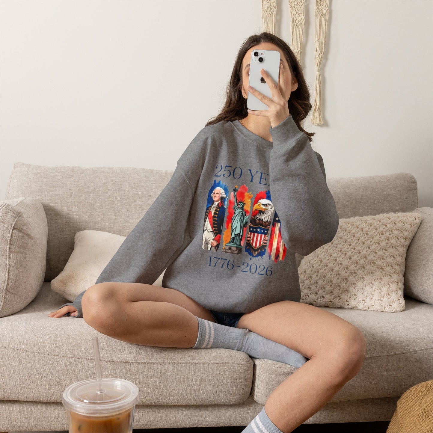 #250 250 Years American History Celebration 1776–2026 Patriotic Crewneck Sweatshirt