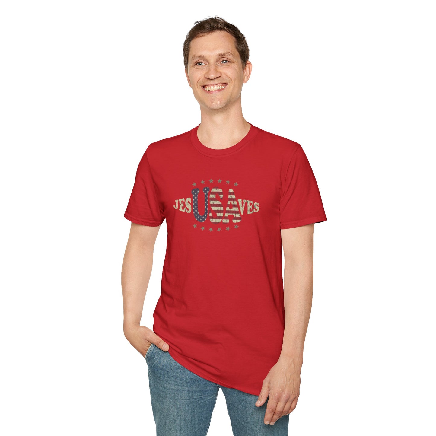 JesUSAves Patriotic T-Shirt — American Flag Christian Faith Tee