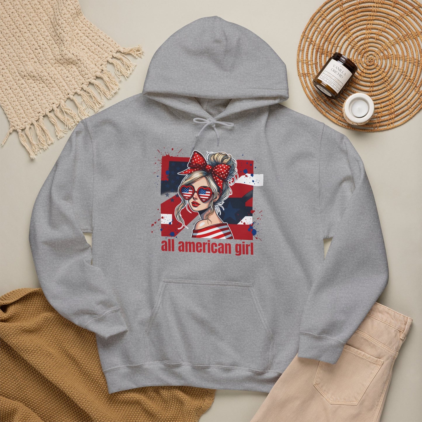 #250 All American Girl Patriotic Hoodie
