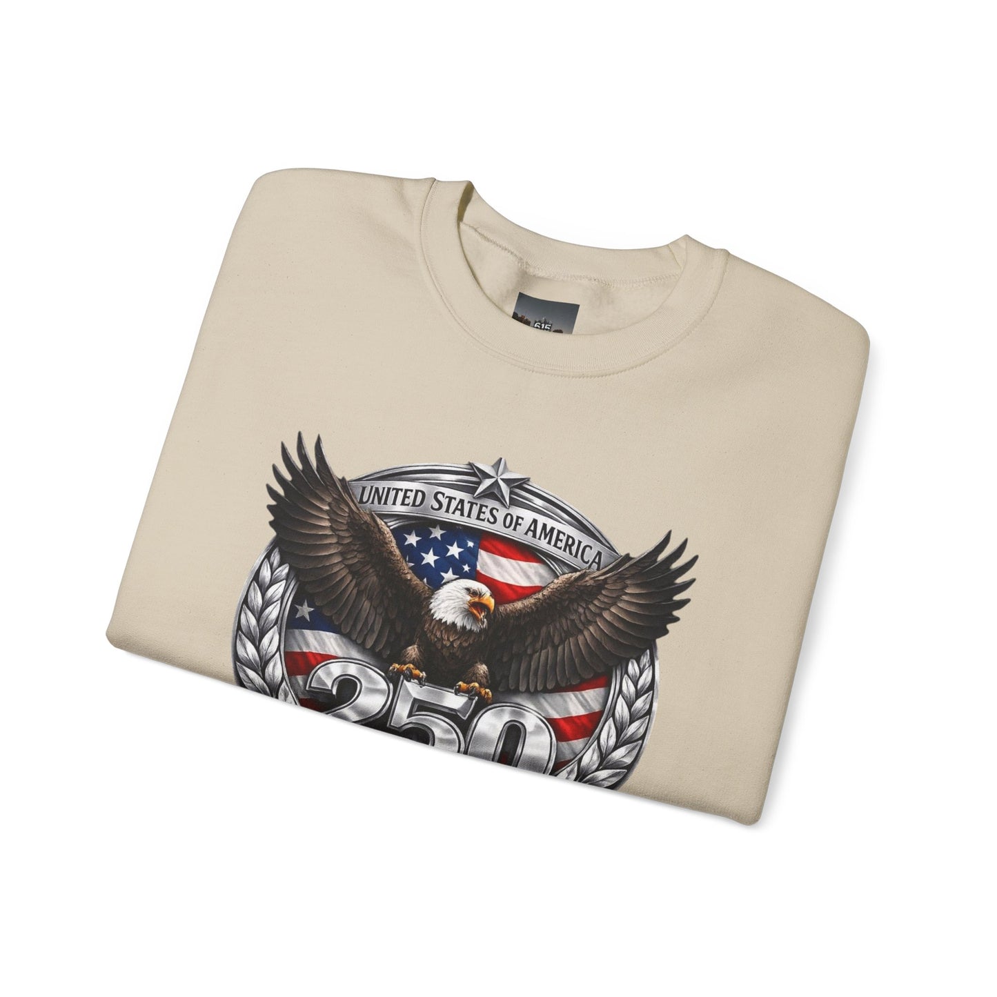 #250 Patriotic Bald Eagle 250 United States Emblem Crewneck Sweatshirt