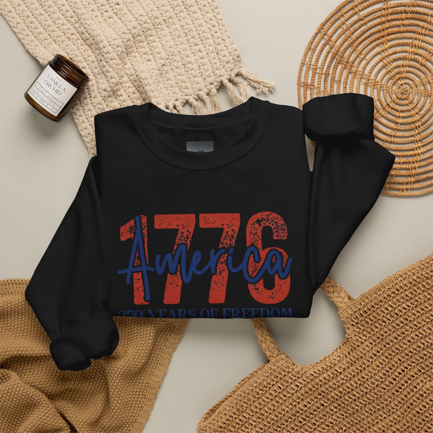#250 1776 America: 250 Years of Freedom' Patriotic Independence Day Crewneck Sweatshirt