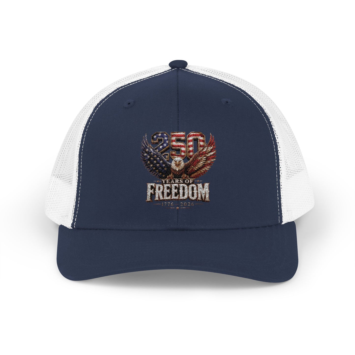 #250 250 Years of Freedom Eagle Patriotic American Flag Anniversary (1776–2026) Snapback Trucker Cap