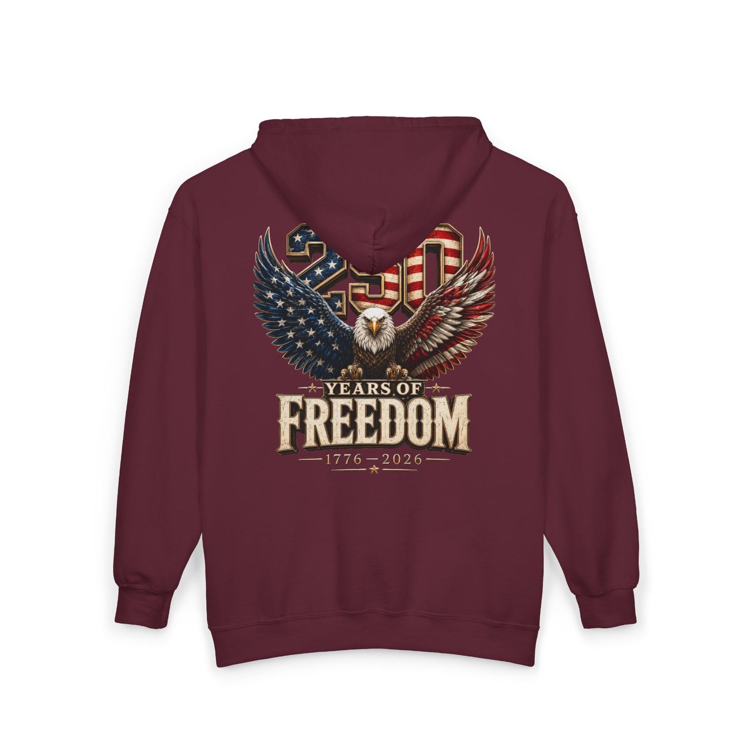 #250 250 Years of Freedom Eagle Patriotic American Flag Anniversary (1776–2026) Zip Hoodie