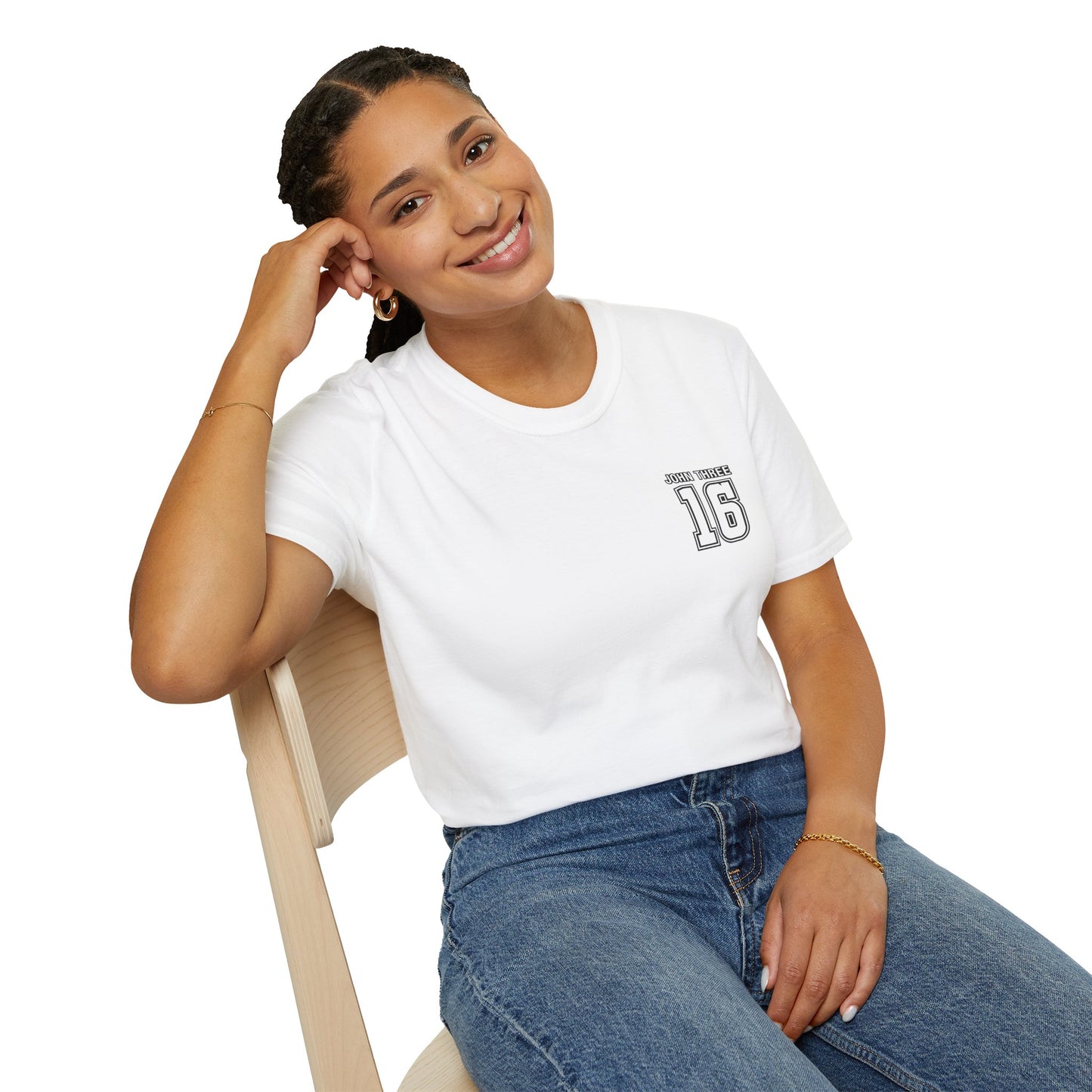 John Three 16 Chest and Back Jersey Print with Scripture Tee