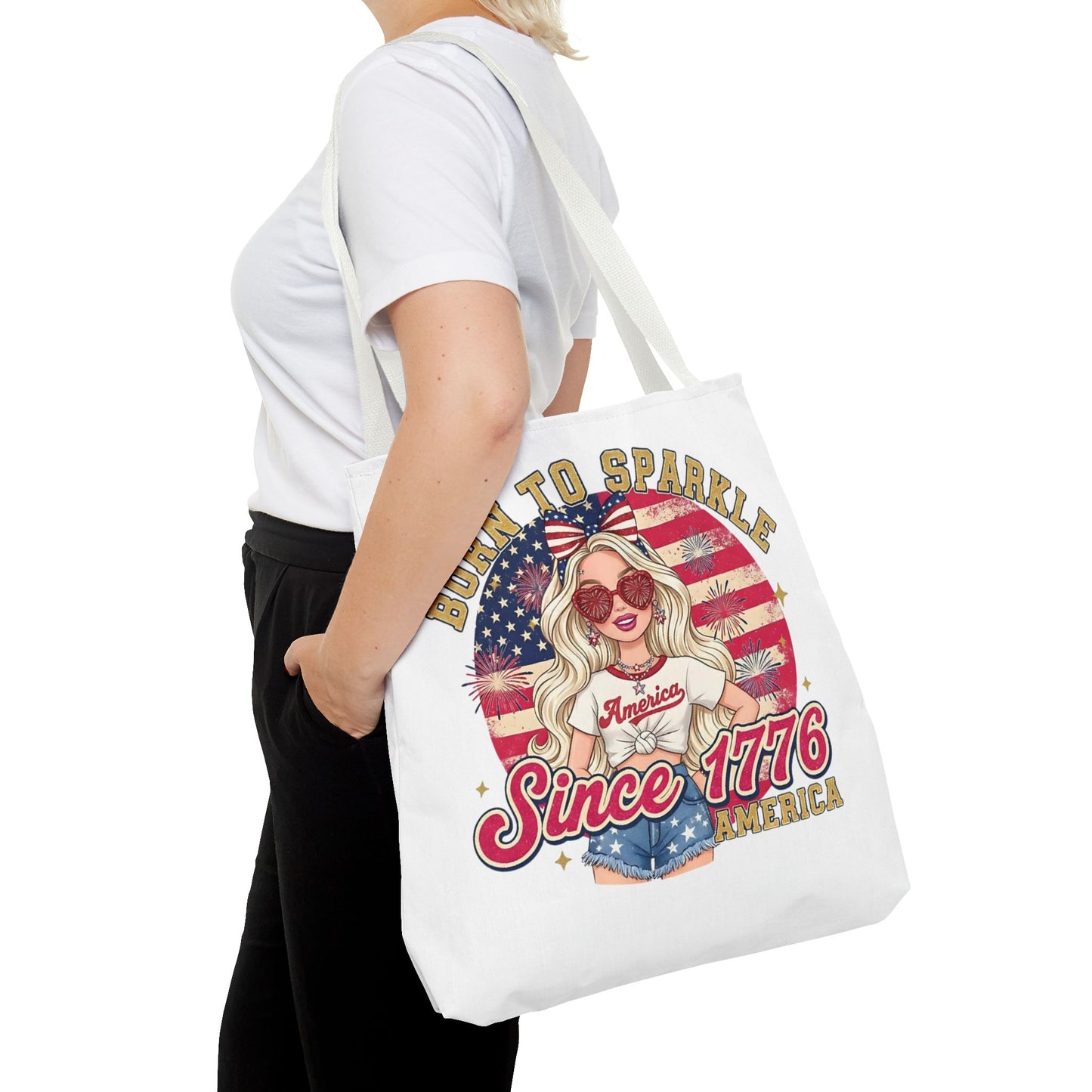 #250 "Born to Sparkle Since 1776" Patriotic Tote Bag