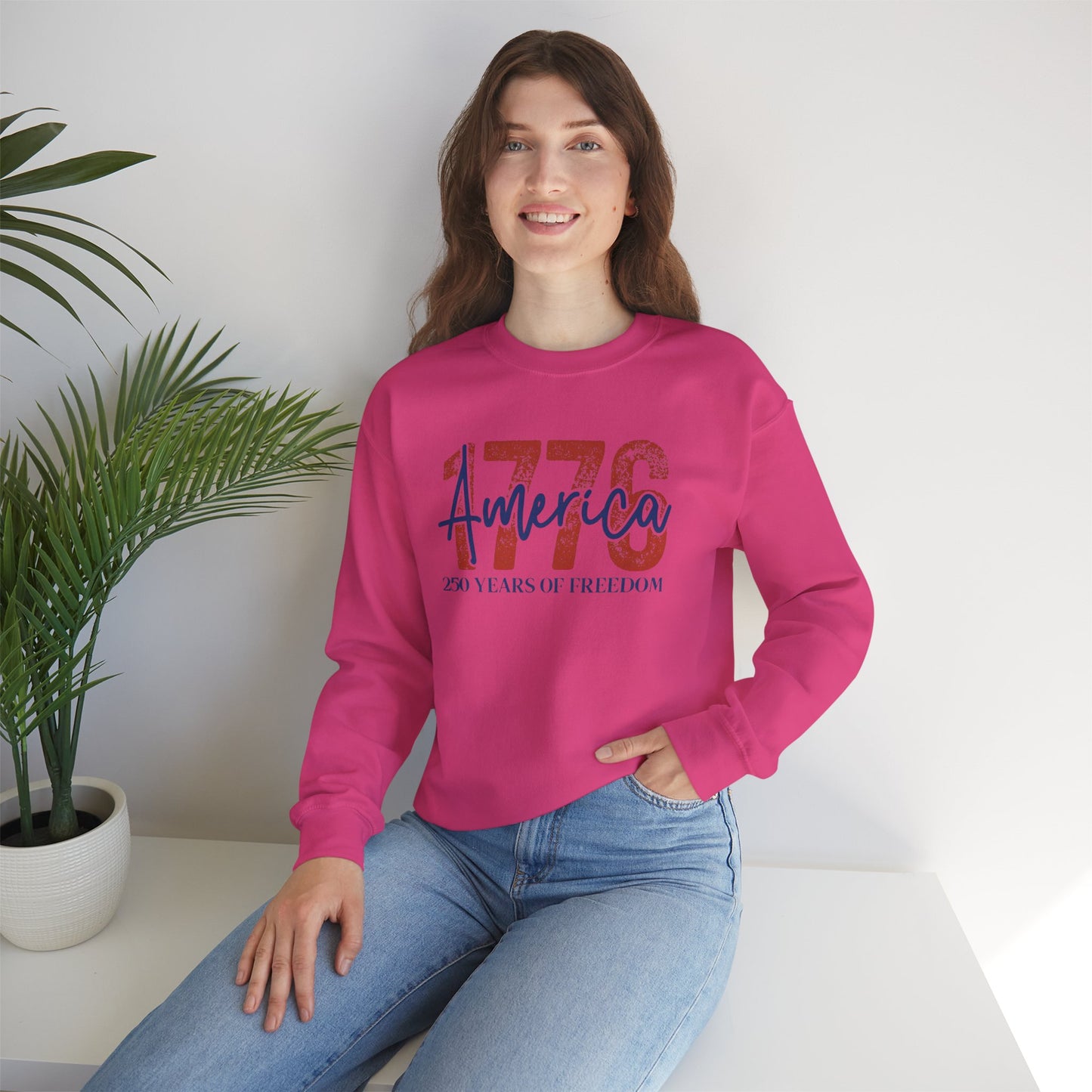 #250 1776 America: 250 Years of Freedom' Patriotic Independence Day Crewneck Sweatshirt