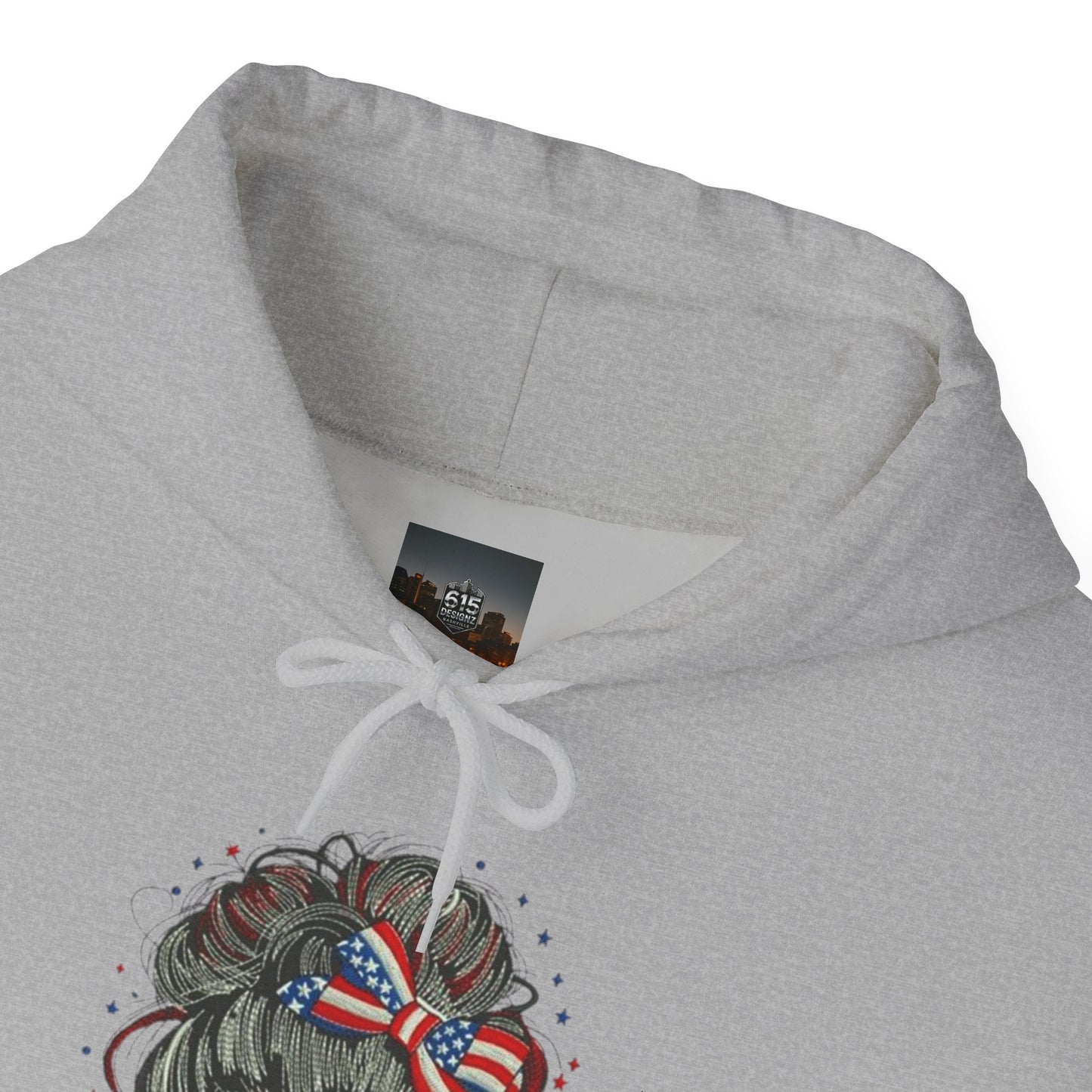#250 "All American Girl" Patriotic Messy Bun Hoodie