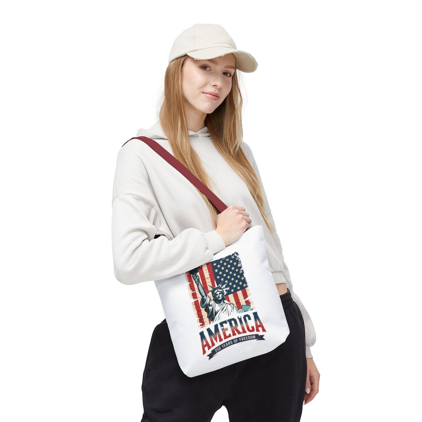 #250 Statue of Liberty American Flag 'America' Patriotic Independence Day Tote Bag
