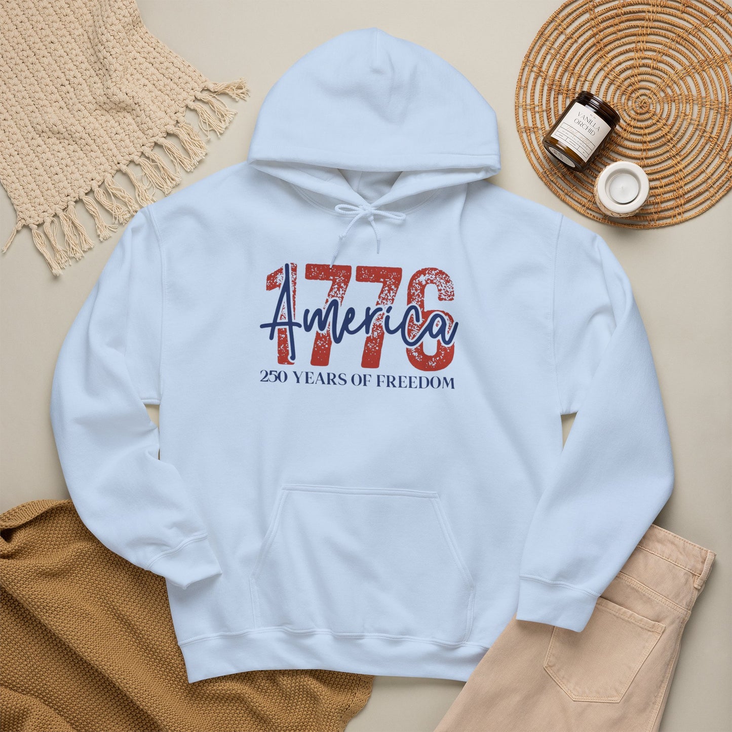 #250 1776 America: 250 Years of Freedom' Patriotic Independence Day Hoodie