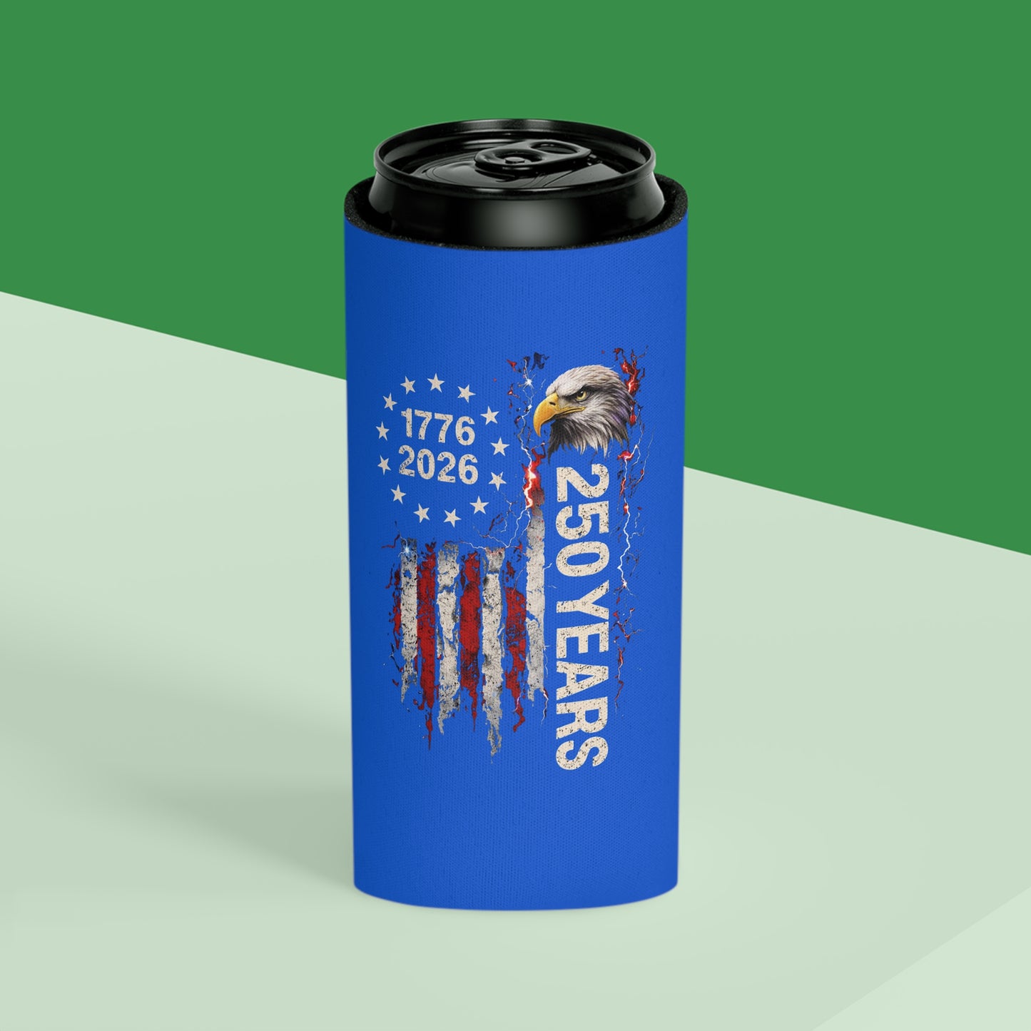 #250 1776-2026 250 Years USA Bicentennial Eagle Can Cooler - Beverage Koozie